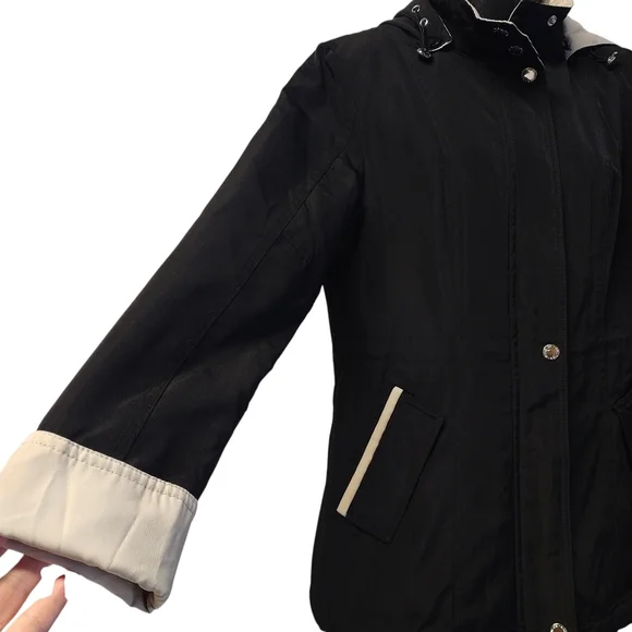 NAUTICA Women's Black Sailing Design Removable Hooded Jacket Weathergear Size S - Picture 3 of 9